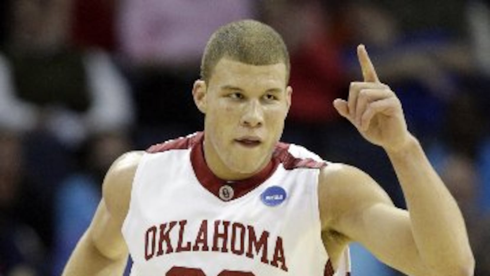 FILE - In this March 27, 2009 file photo, Oklahoma forward Blake Griffin (23) reacts during...