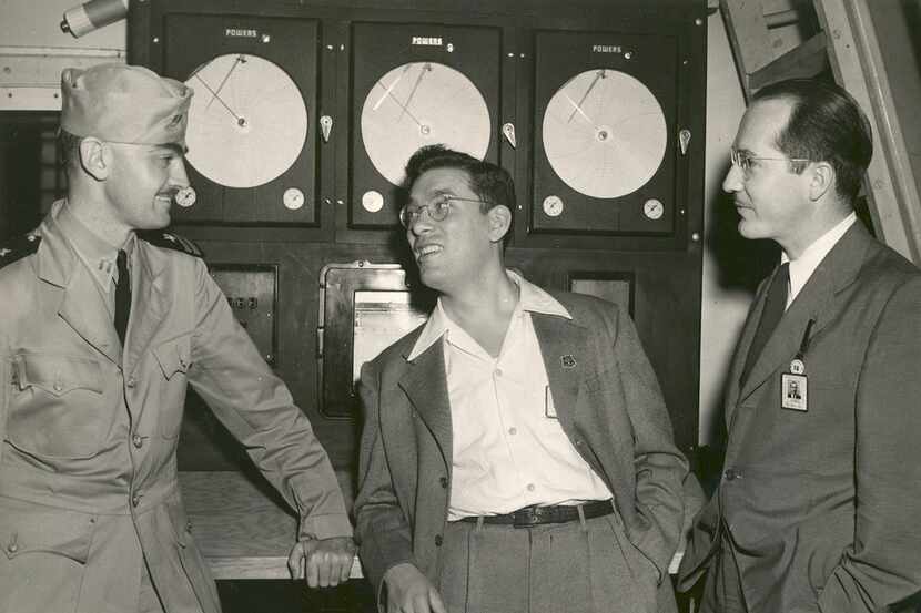 Authors L. Sprague de Camp (left), Isaac Asimov, and Robert A. Heinlein in 1944.