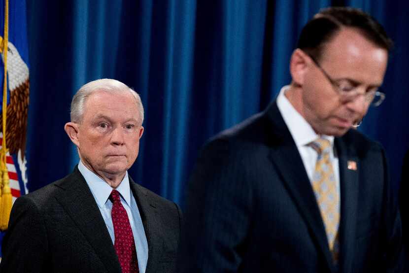 Deputy Attorney General Rod Rosenstein (right) with Attorney General Jeff Sessions