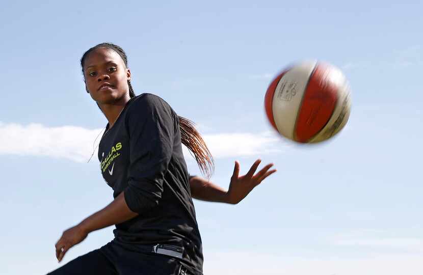 Dallas Wings Moriah Jefferson poses for a portrait near her home in Frisco, on Wednesday,...