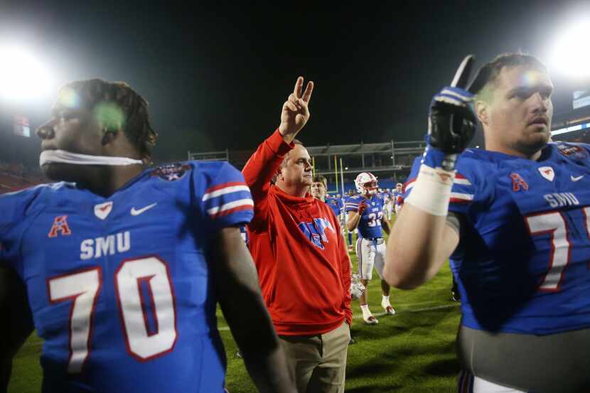 New Southern Methodist Mustangs head coach Sonny Dykes after losing the NCAA 2017 DXL Frisco...