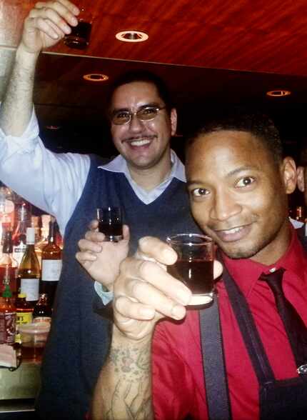 Josh Hendrix and Omar YeeFoon behind the bar at now-closed Bar Smyth. Now spirits...