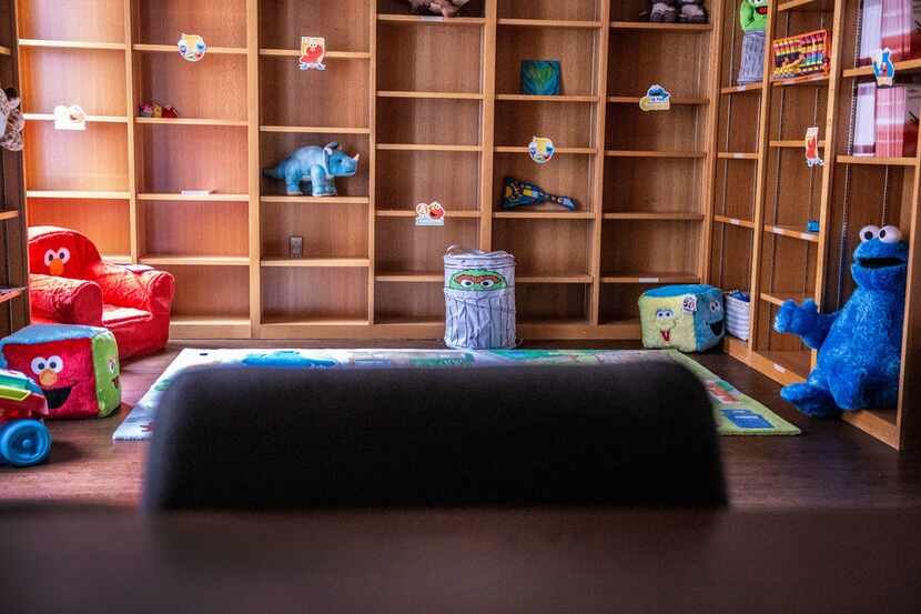 A Sesame Street-themed play room in the Dallas County Public Defender's office at the Frank...