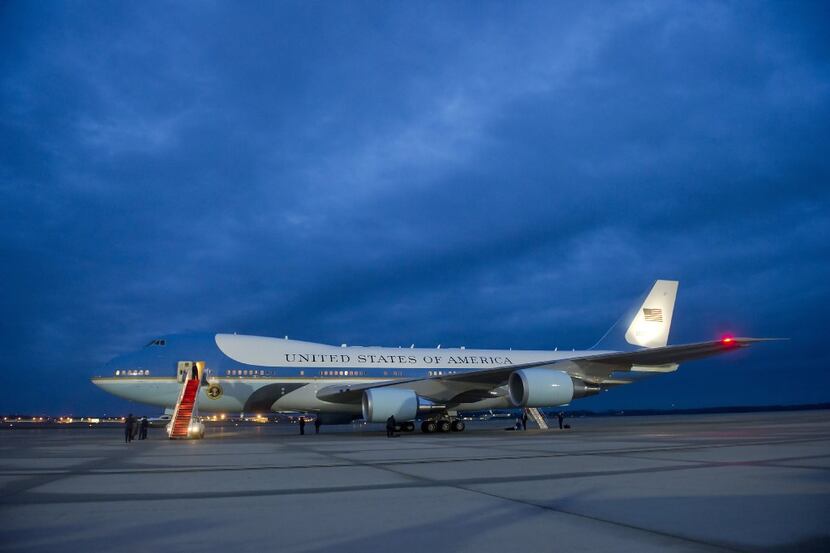 Air Force One is seen on the tarmac at Andrews Air Force Base in Maryland, December 10,...