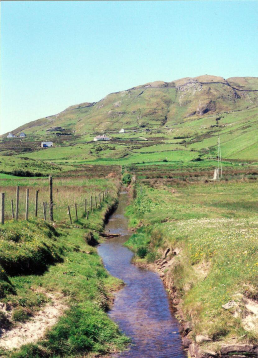 A Clare Island stream running from the hill to the sea. The island is reached by ferry from...