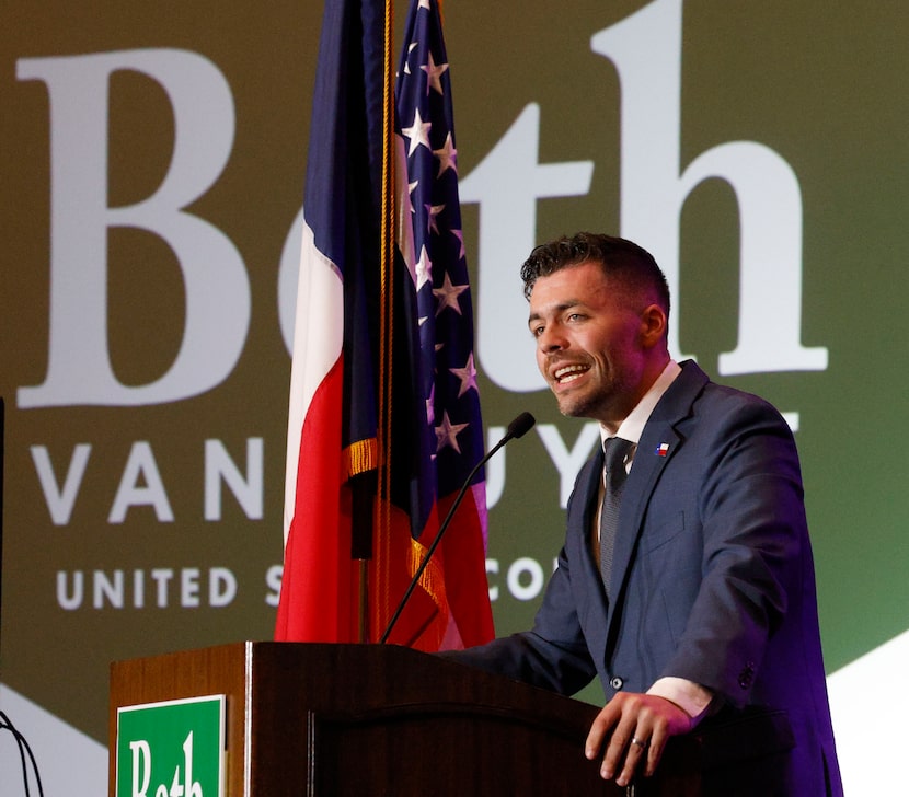 State Rep. Nate Schatzline speaks during a Republican election night watch party at Gaylord...