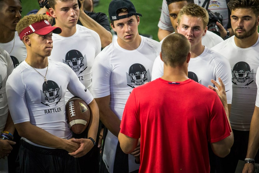 New England Patriots tight end Rob Gronkowski talks to players during the second day of The...