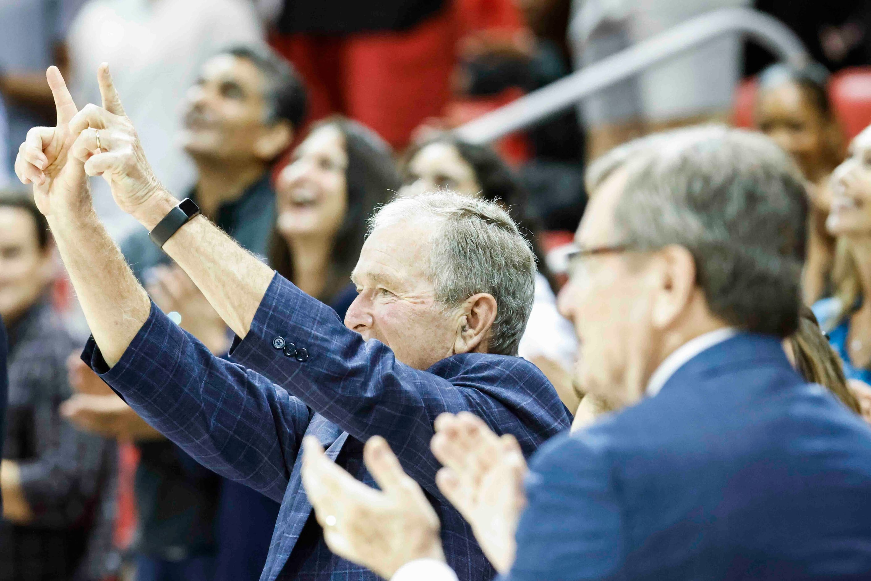 Former President George W. Bush during a season opening basketball game between Southern...