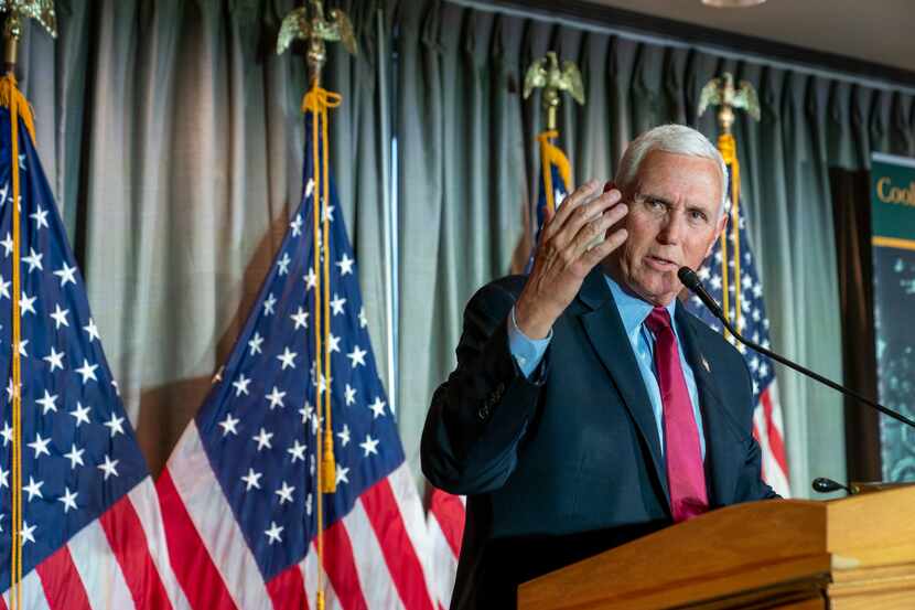 Former Vice President Mike Pence speaks at a Coolidge and the American Project luncheon in...