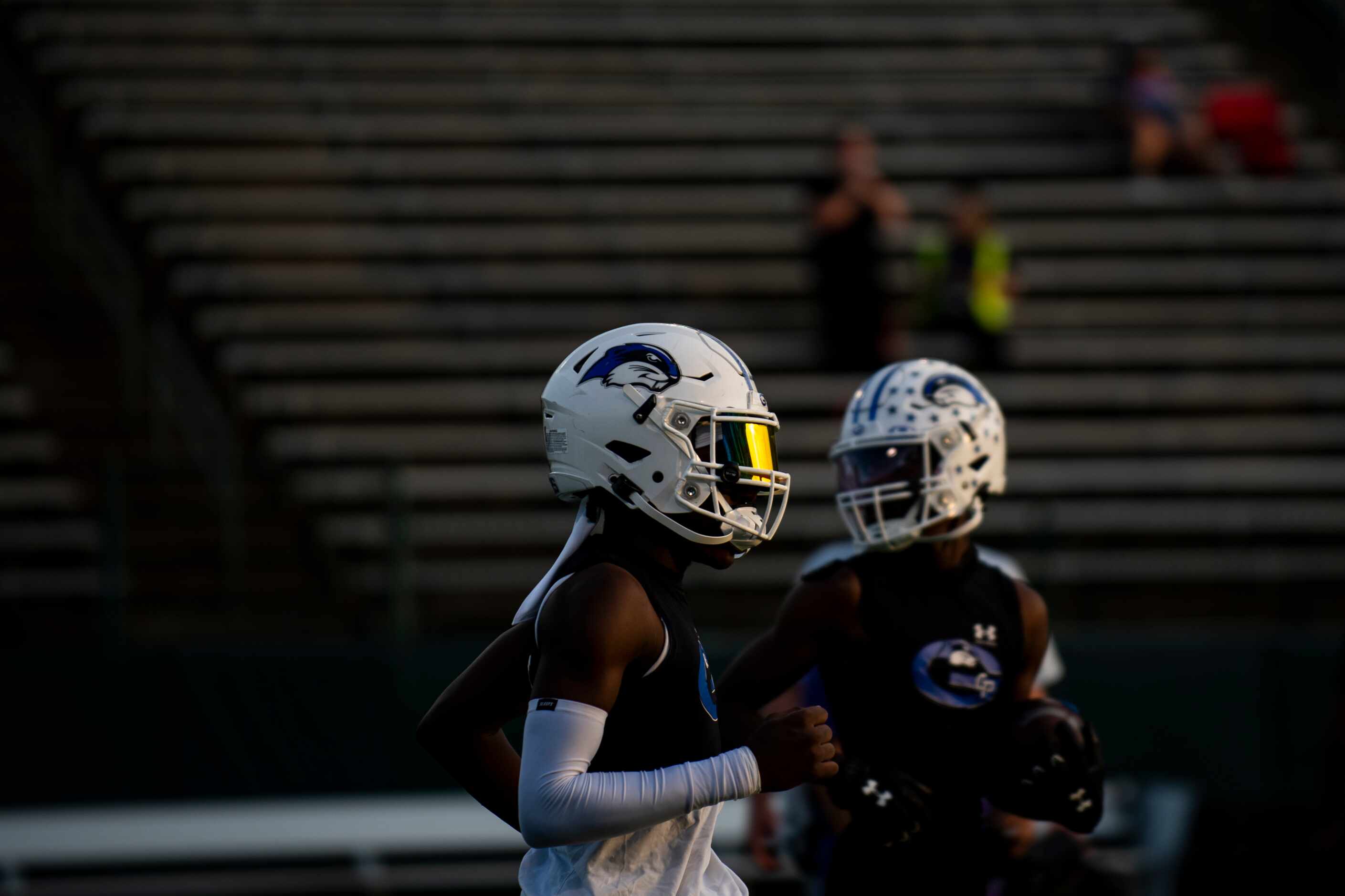 Grand Prairie players warm up before the start of their game against South Grand Prairie at...