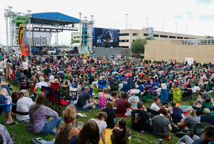 The crowd gathered for singer Leon Russell's performance on the Amphitheater Stage at the...