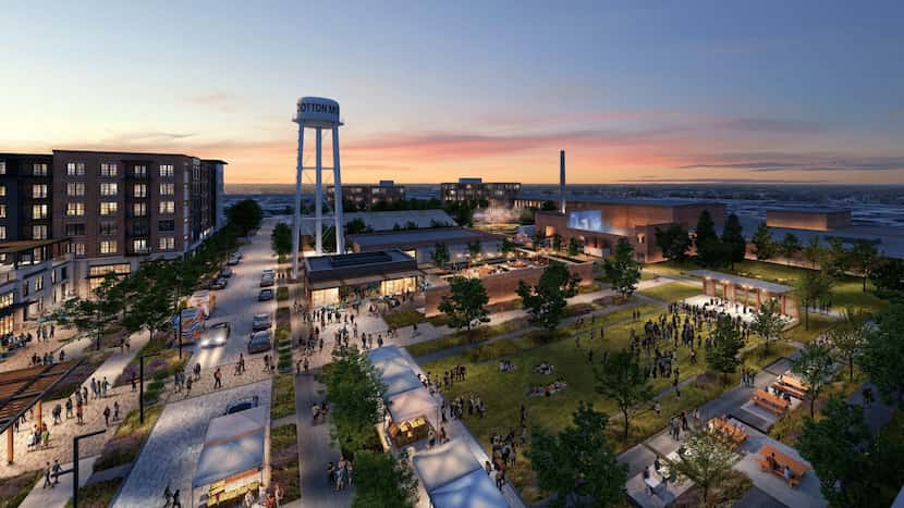 Rendering of the Cotton Mill Redevelopment plan to include four multifamily buildings,...
