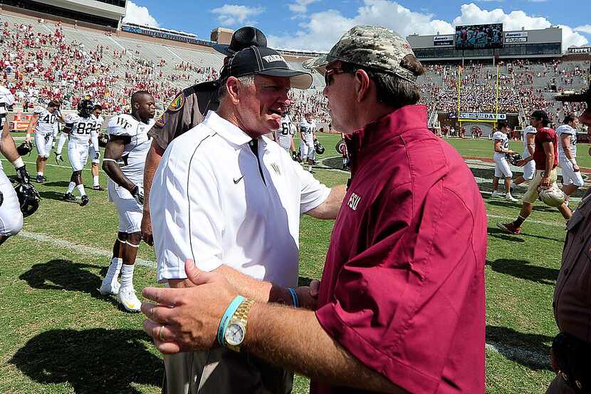 TALLAHASSEE, FL - SEPTEMBER 15:  Jim Grobe, head coach of the Wake Forest Demon Deacons...