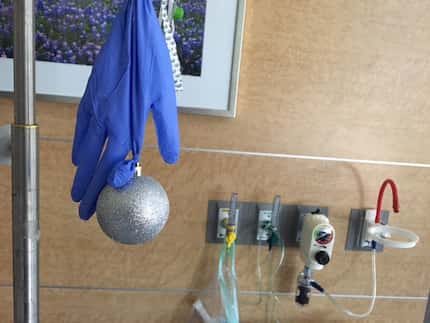 Even in a hospital room, a tiny touch of the holidays.