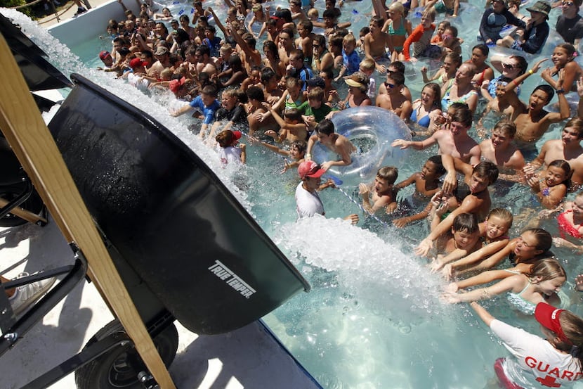 Hawaiian Falls cooled off guests by dumping  crushed ice into the wavepool at the waterpark...