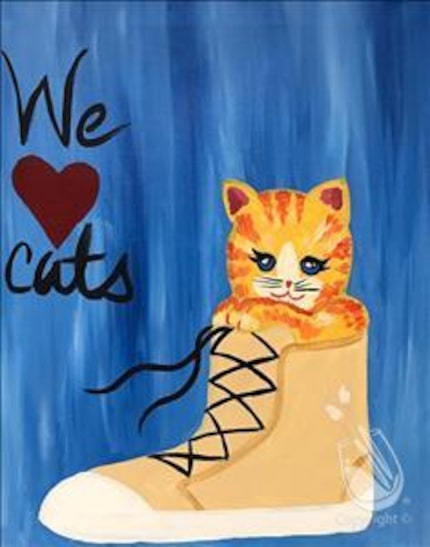 At The Charming Cat Cafe's inaugural paint night, attendees will paint this kitten image. 