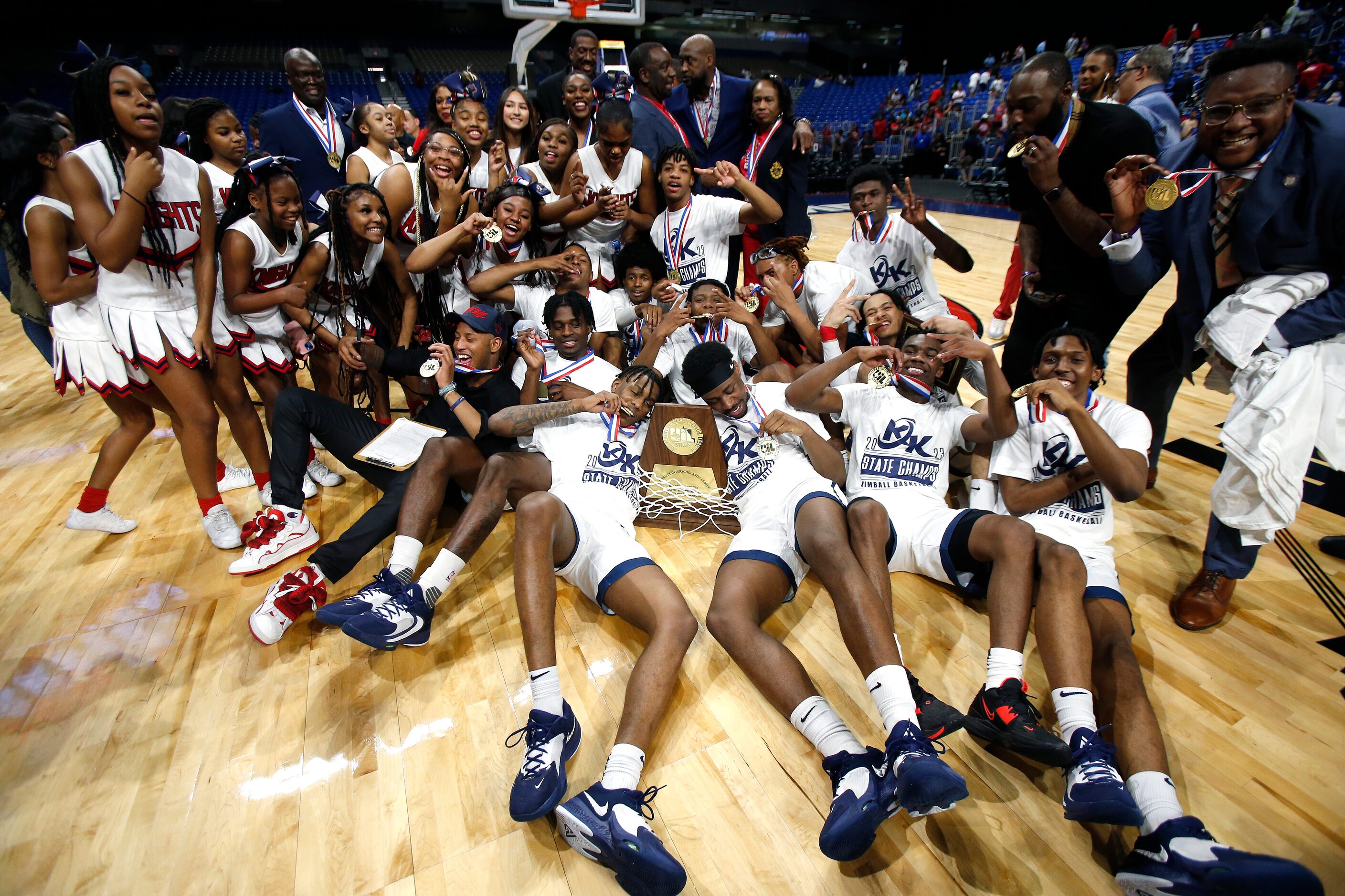 Dallas Kimball team poses for photo. Dallas Kimball defeated Killeen Ellison 69-48 in boys...