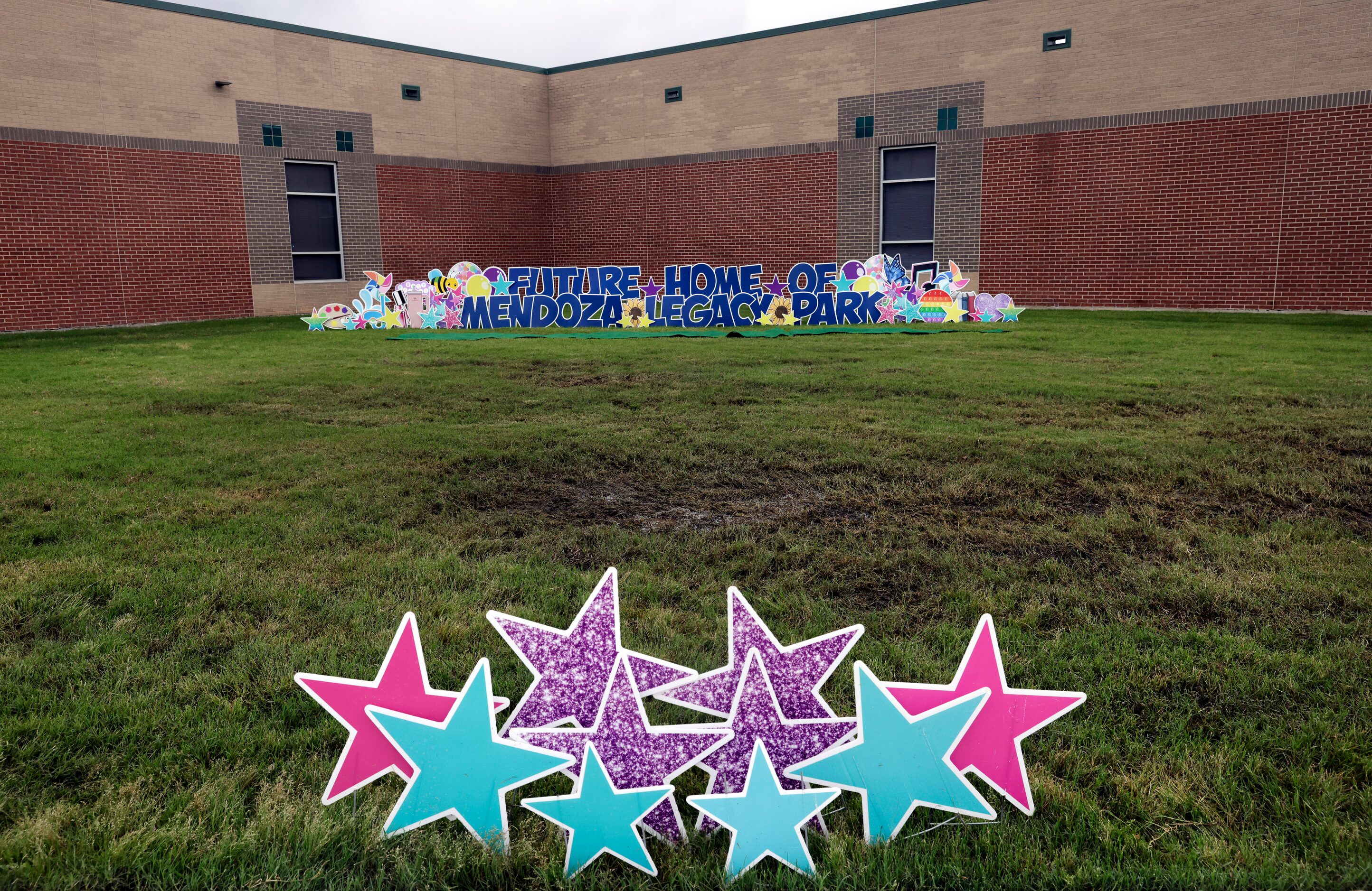 The future home of Mendoza Memorial Garden is seen outside Cheri Cox Elementary in Sachse,...