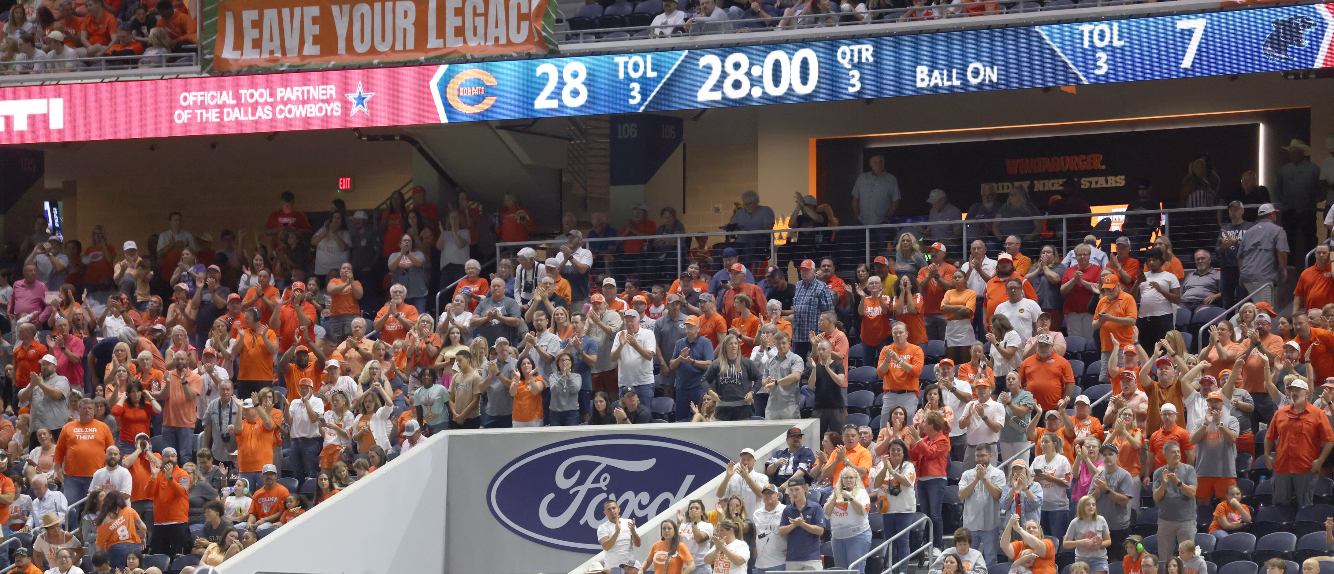 Celina fans give their team a standing ovation at the conclusion of the first half of play...