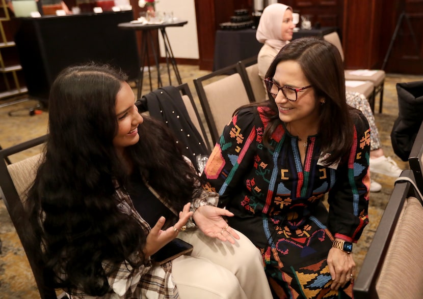 Emelia Ahmed, right, and her daughter Mariam, members of the Dallas chapter of 200 Muslim...