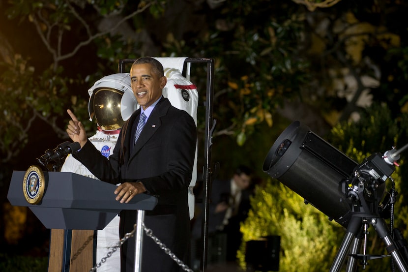 President Barack Obama speaks at the White Houses astronomy night in Washington, Oct. 19,...