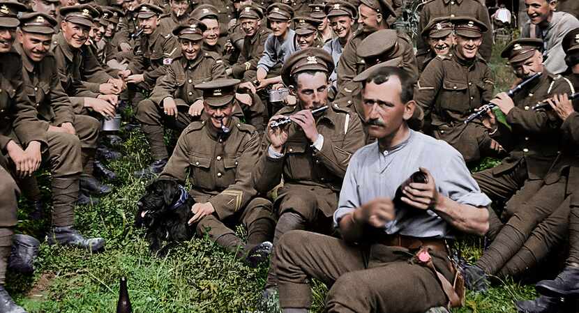 Aa scene from the WWI documentary They Shall Not Grow Old, directed by Peter Jackson.