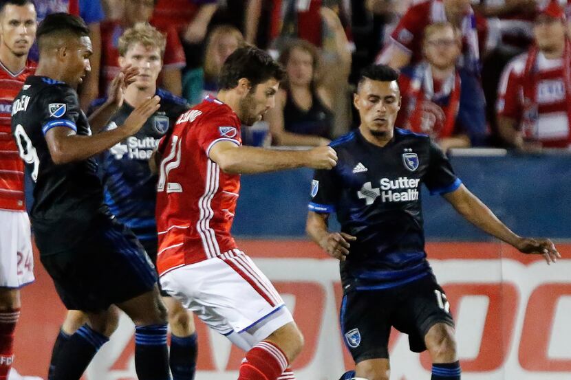 FC Dallas midfielder Ryan Hollingshead (12) saw action  late during the second half as FC...