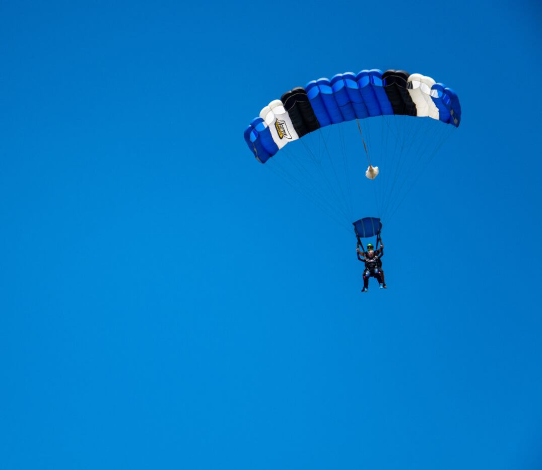 Lisa Shirley parachutes to raise funds for veterans and first responders. 