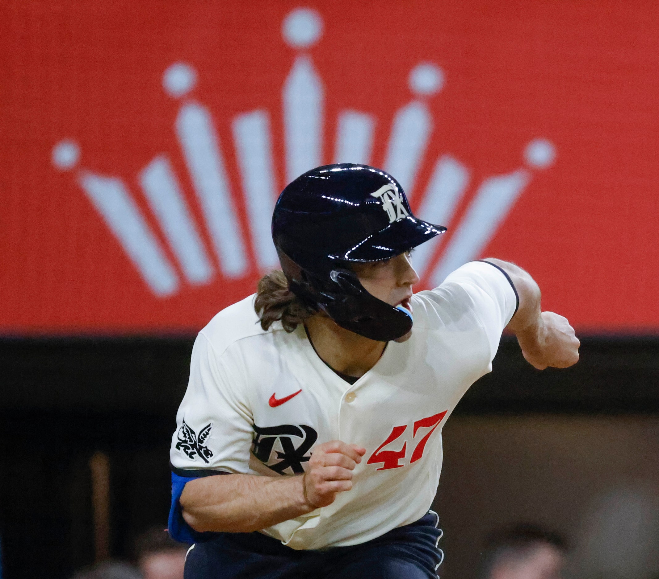 Texas Rangers shortstop Josh Smith out at first base during the ninth  inning of a baseball...