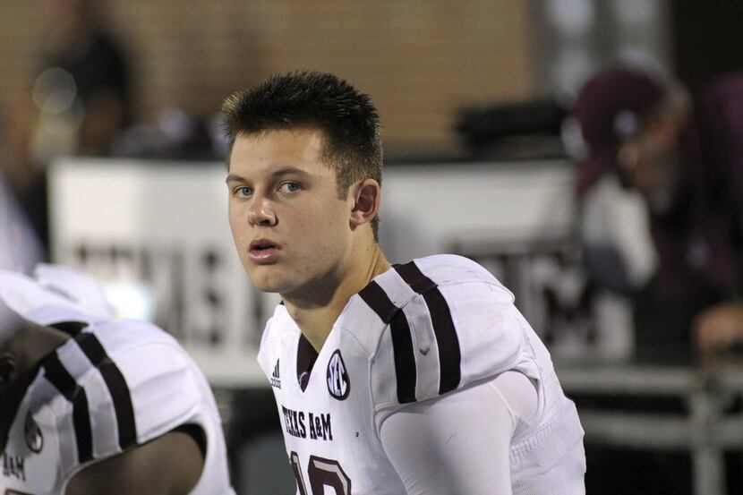 Oct 24, 2015; Oxford, MS, USA; Texas A&M Aggies quarterback Kyle Allen (10) during the game...