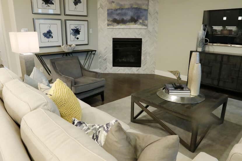 A living area in a 3250 square foot model home in Megatel's Mercer Crossing development in...