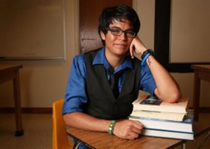  Luis Govea, valedictorian of Irving High School, poses for a photograph at the school in...