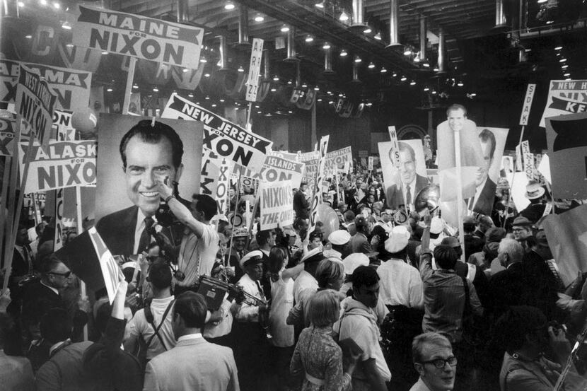Supporters of former Vice President Richard Nixon at the 1968 Republican National Convention...