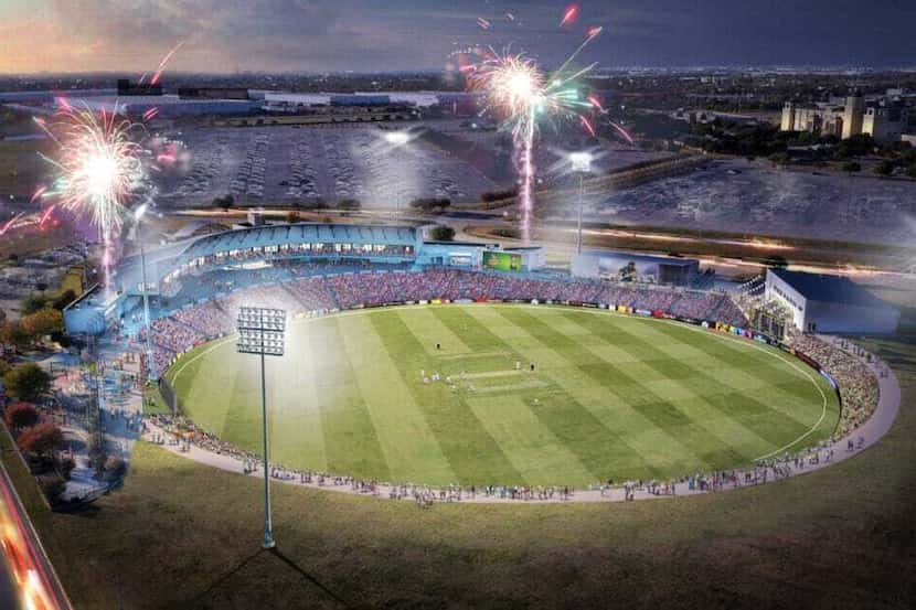 A rendering of the Grand Prairie cricket stadium.