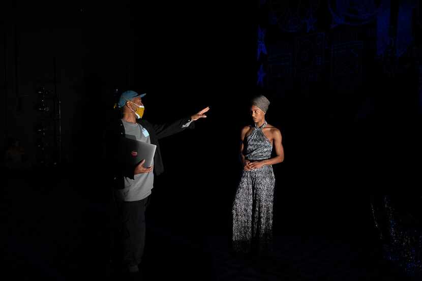 A.I.M dance company member Catherine Kirk with choreographer Kyle Abraham during a rehearsal...