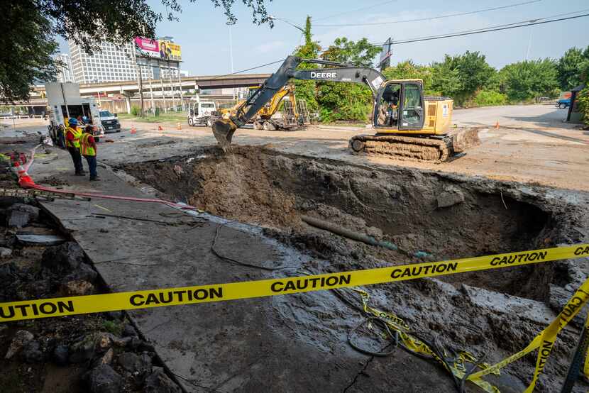 Dallas Water Utilities was on the scene Thursday to repair the water main pipe.