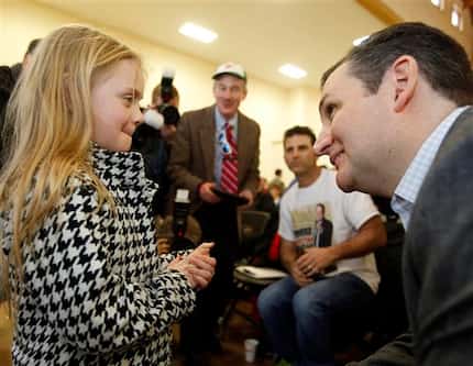  Sen. Ted Cruz, a possible presidential candidate in 2016, speaks to Baily Ealy during a...