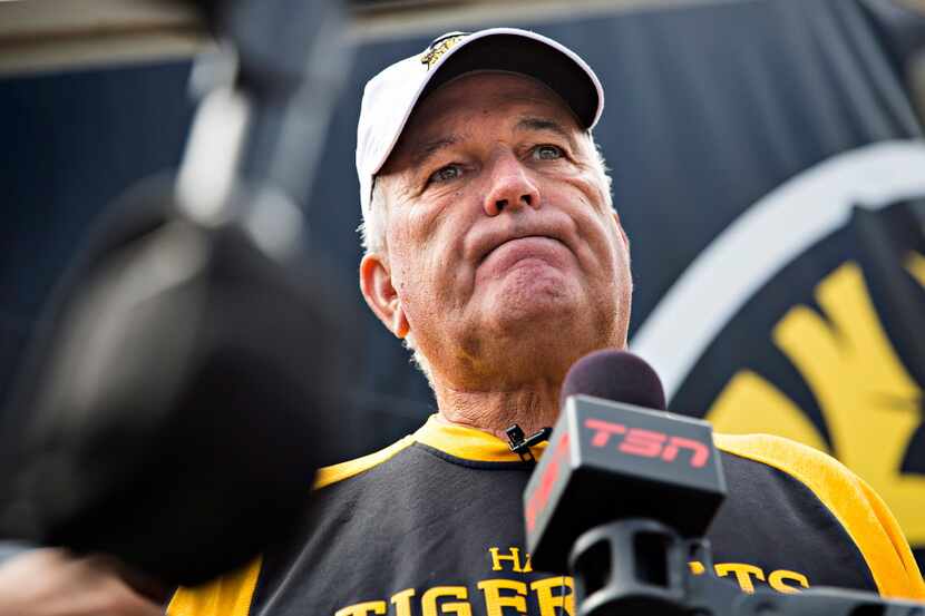 Hamilton Tiger-Cats head coach June Jones speaks to the media about the joint team and CFL...
