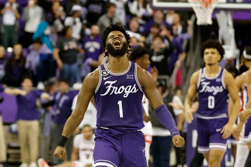 TCU guard Mike Miles (1) celebrates a Texas Tech turnover during the last minute of the...