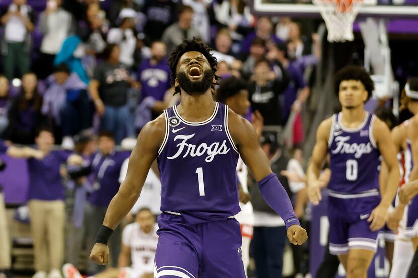 TCU guard Mike Miles (1) celebrates a Texas Tech turnover during the last minute of the...
