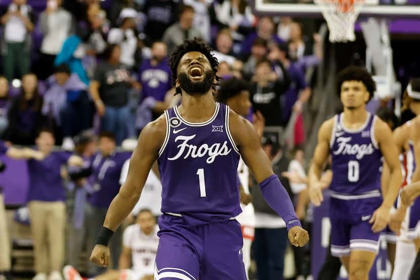 TCU guard Mike Miles (1) celebrates a Texas Tech turnover during the last minute of the...