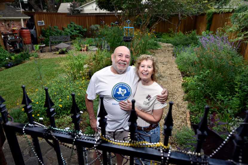 Felix and Maggie Saucedo in their backyard garden in Dallas