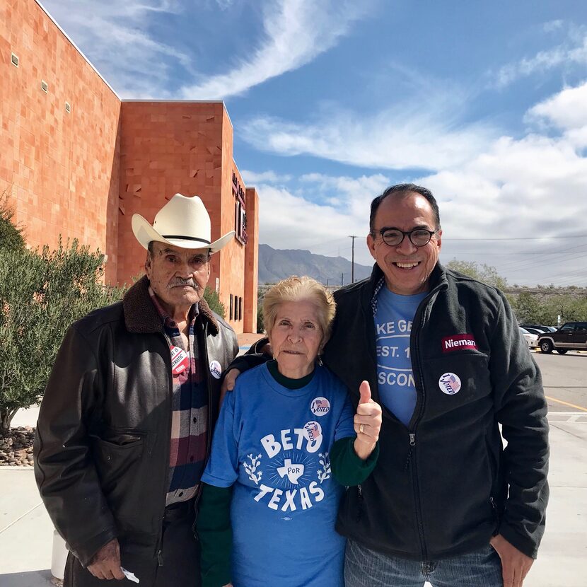 Alfredo Corchado and his parents, Herlinda Corchado Jimenez and Juan Pablo Corchado, leave...