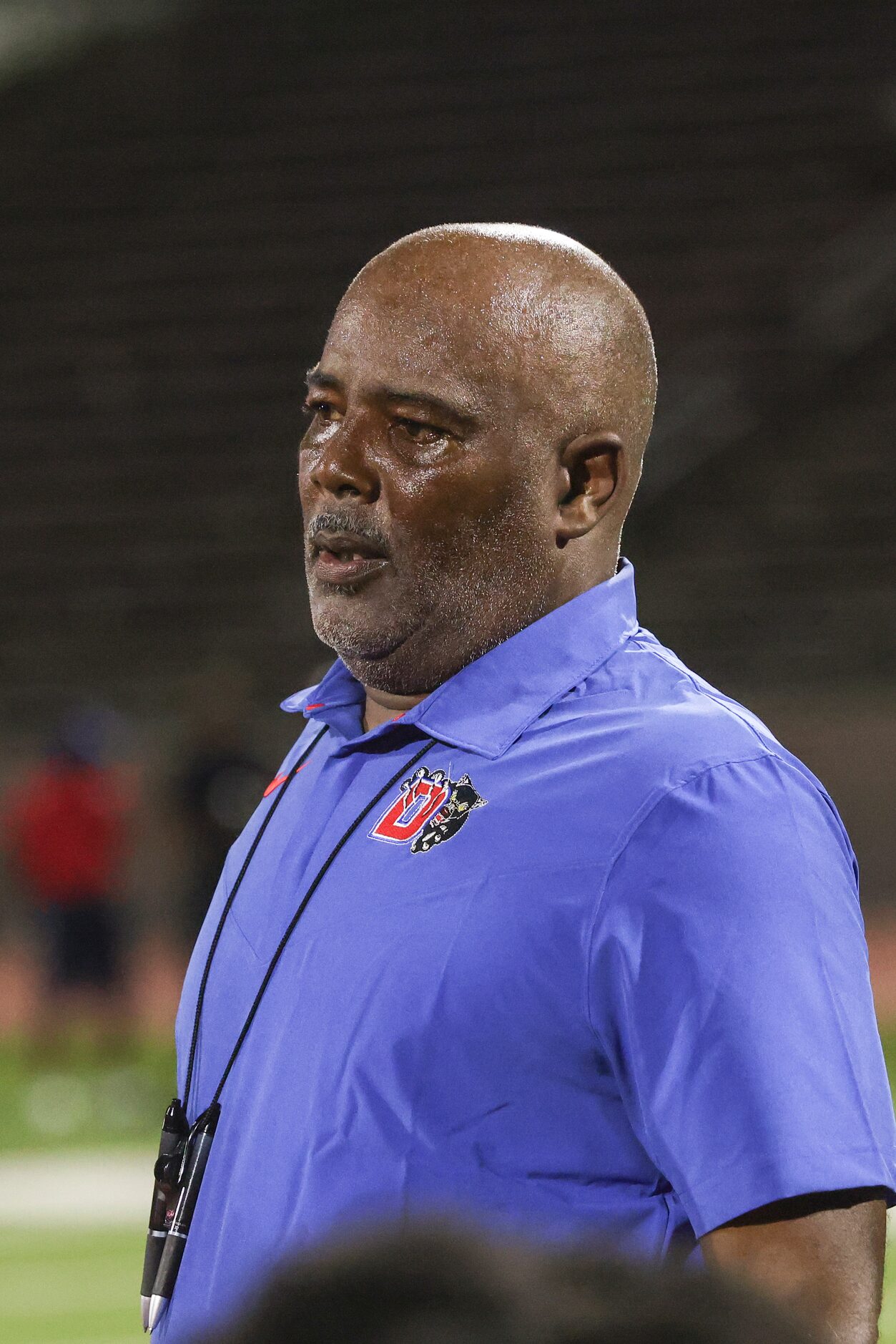 Duncanville High School head coach Reginald Samples  after the game between South Oak Cliff...