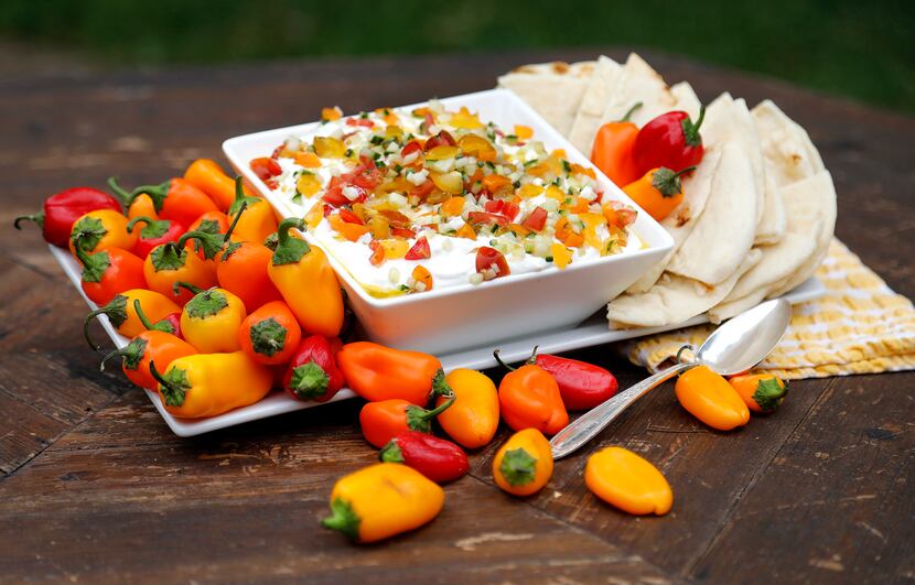 Feta Dip with Heirloom Tomatoes and Cucumbers 