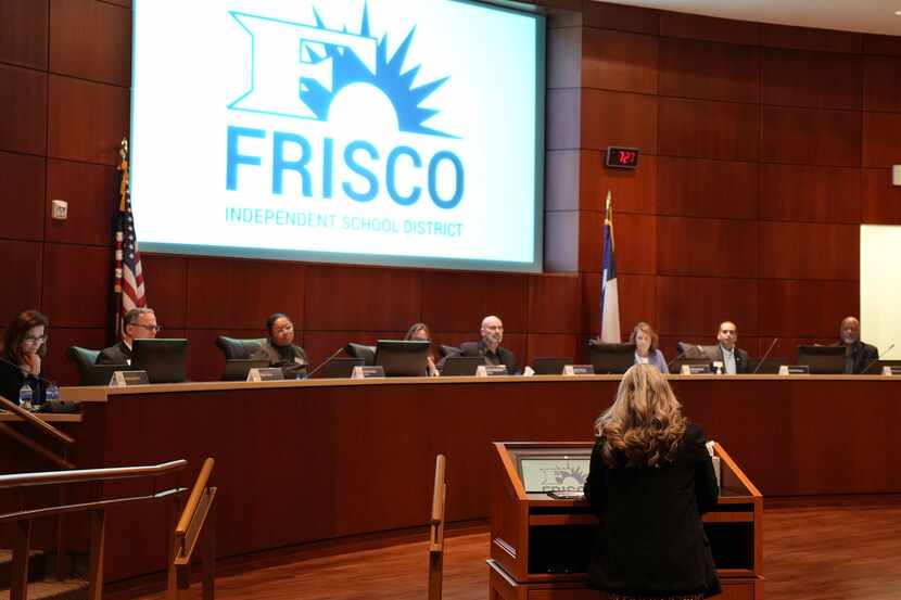 Amy Baker speaks on behalf of a family friend who has a transgender child in Frisco ISD...