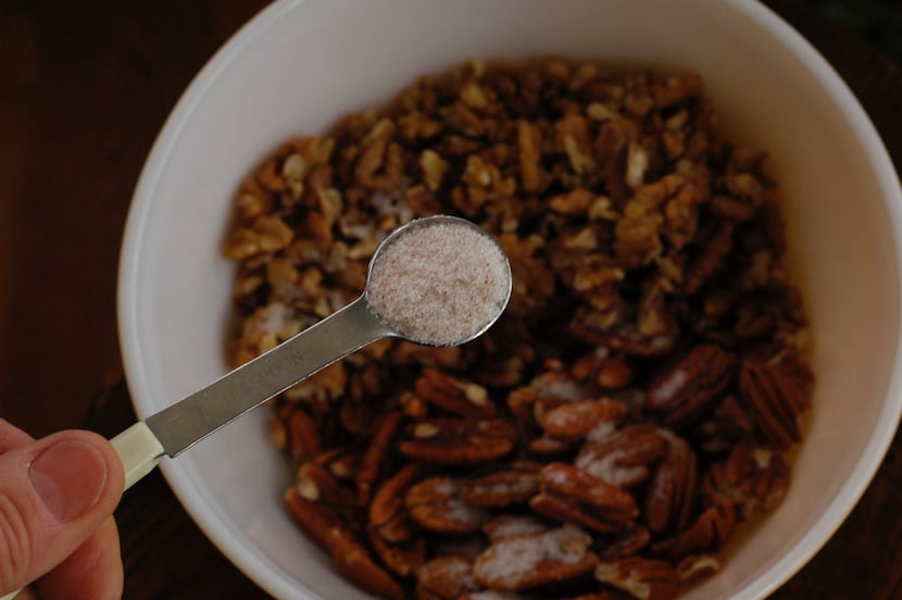 Roast pecans in an oven low and slow.