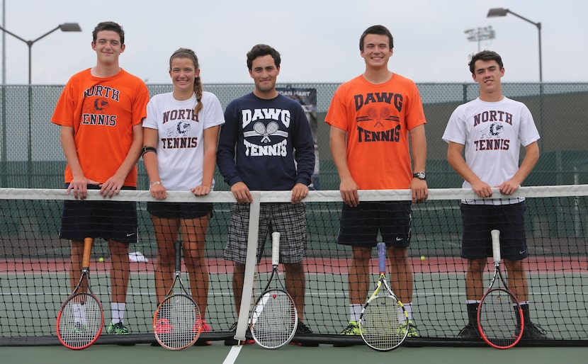 From left: McKinney North tennis players Jordan Brewer, Brooke Brewer, Rodrigo Matas, Nick...