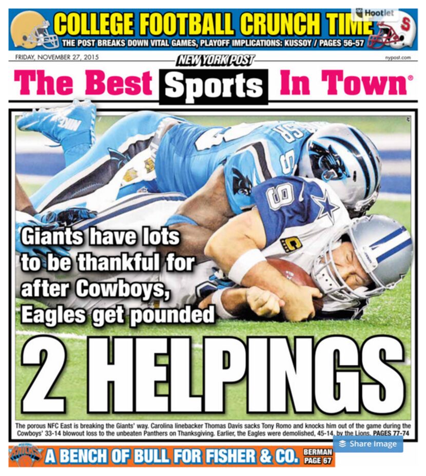 New York Post cover for Nov. 27, 2015.