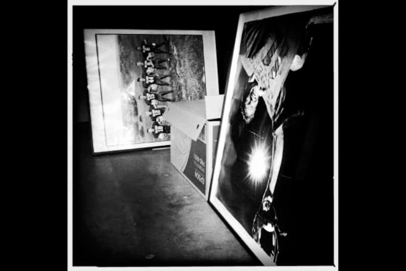 Framed enlargements of prints from Laura Wilson's Grit and Glory: Six-Man Football series...